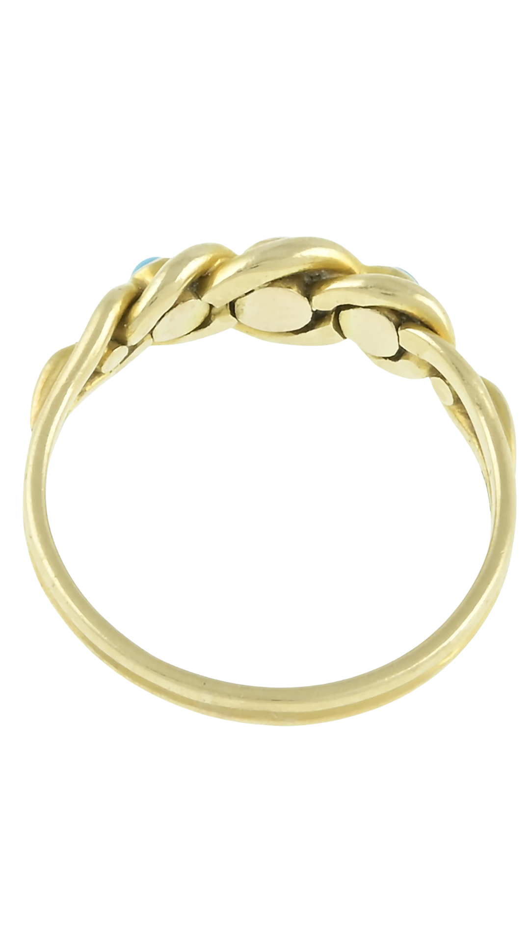 895 Gold Turquoise Split Pearl Ring