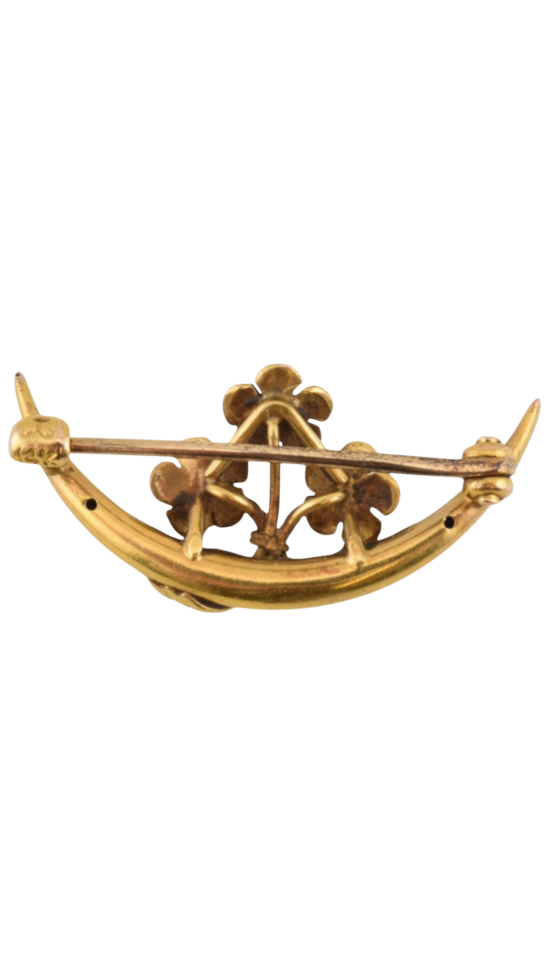 378 Enamel Flower Crescent Brooch