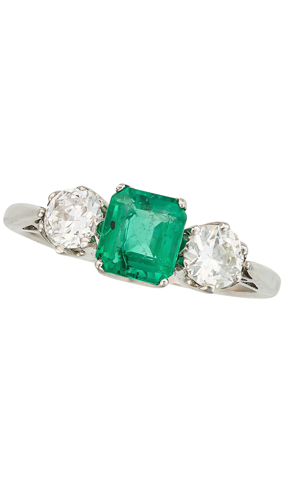 38 Emerald Diamond 3 Stone Ring