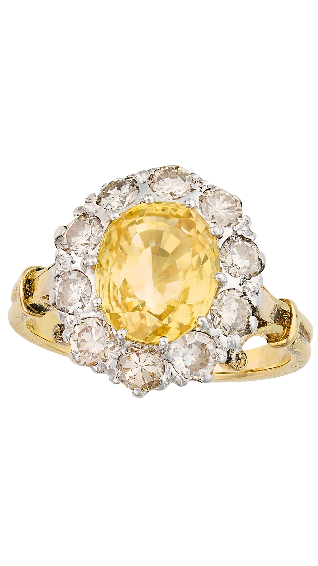 57 Yellow Sapphire & Diamond Cluster Ring