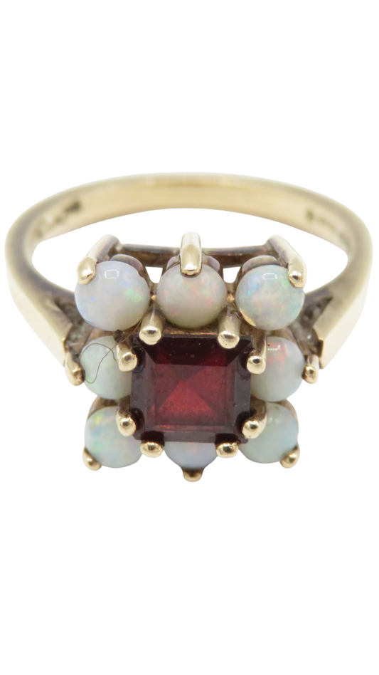 115 Opal Garnet Cocktail Ring