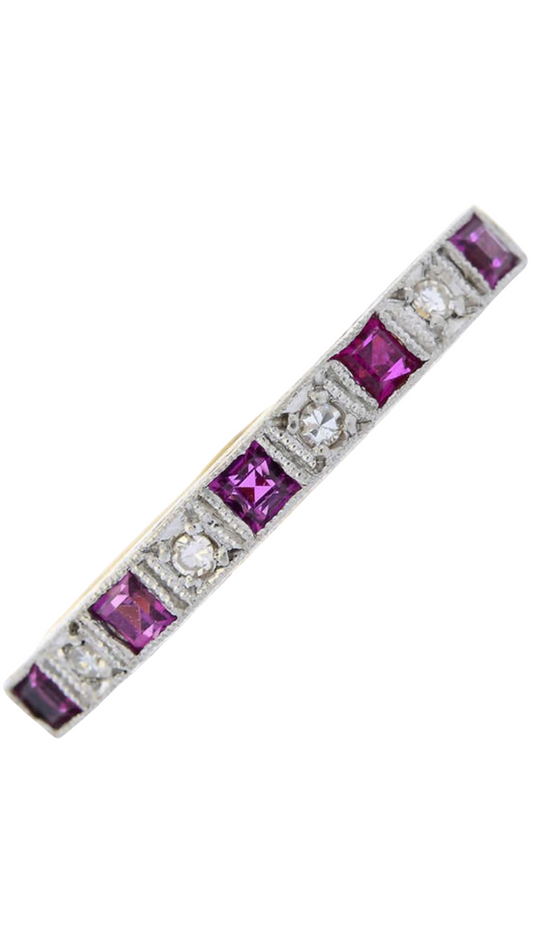 172 Ruby Diamond Half Eternity Ring
