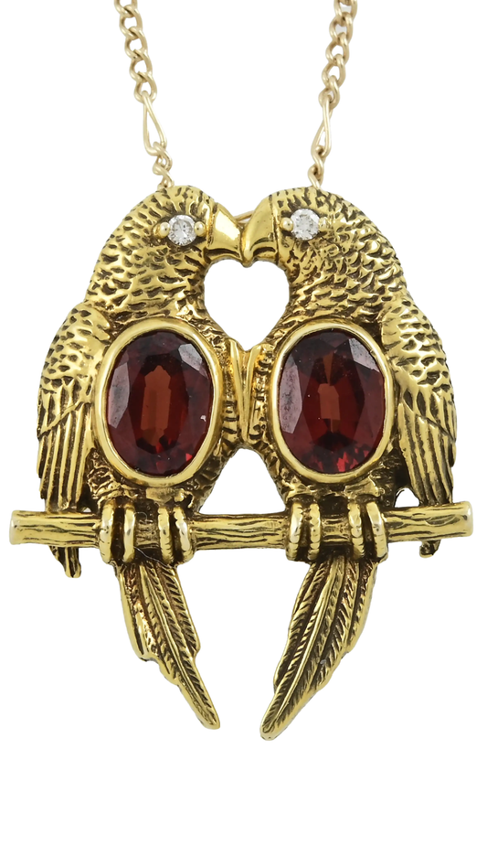 220 Garnet Diamond Parrot Necklace