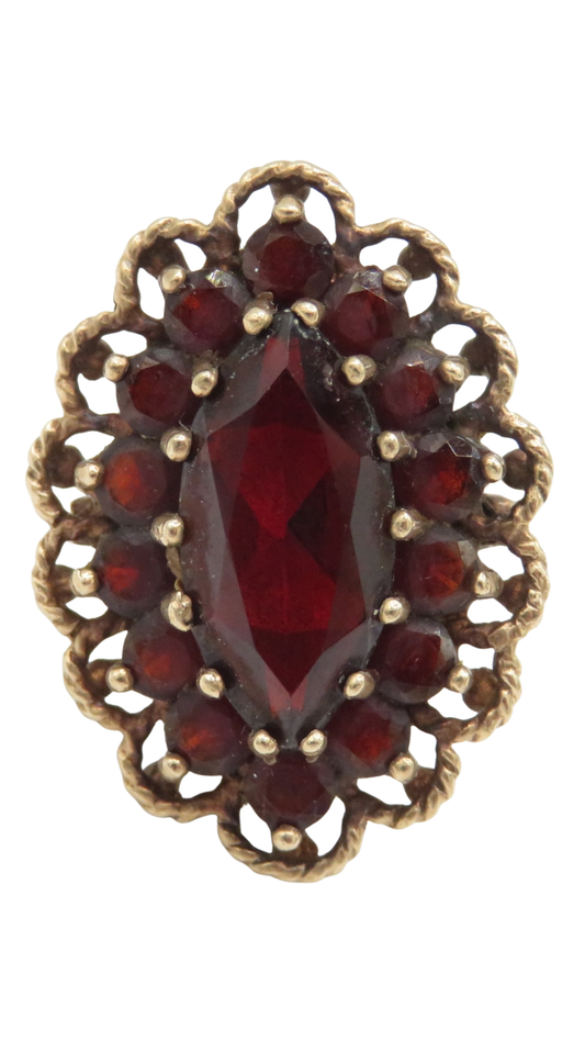 208 Garnet Navette Cluster Ring