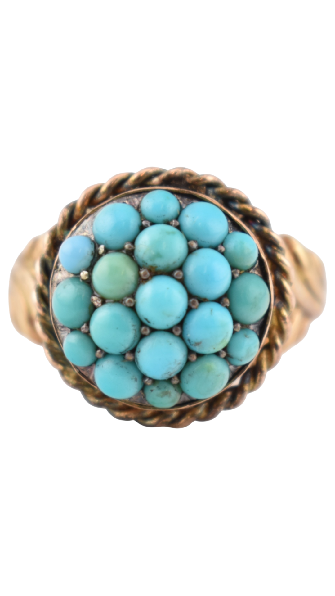 24 Gold Turquoise Cluster Ring