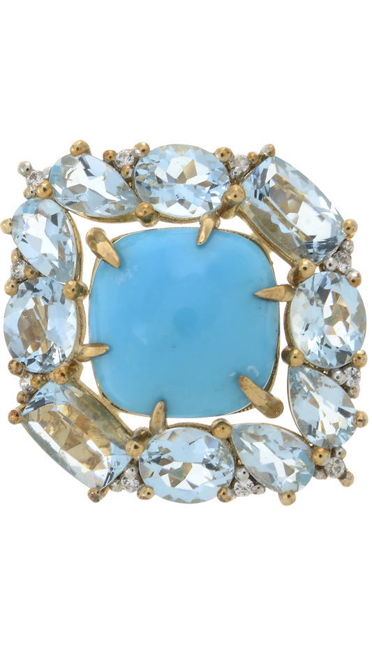 492 Turquoise & Aquamarine Dress Ring
