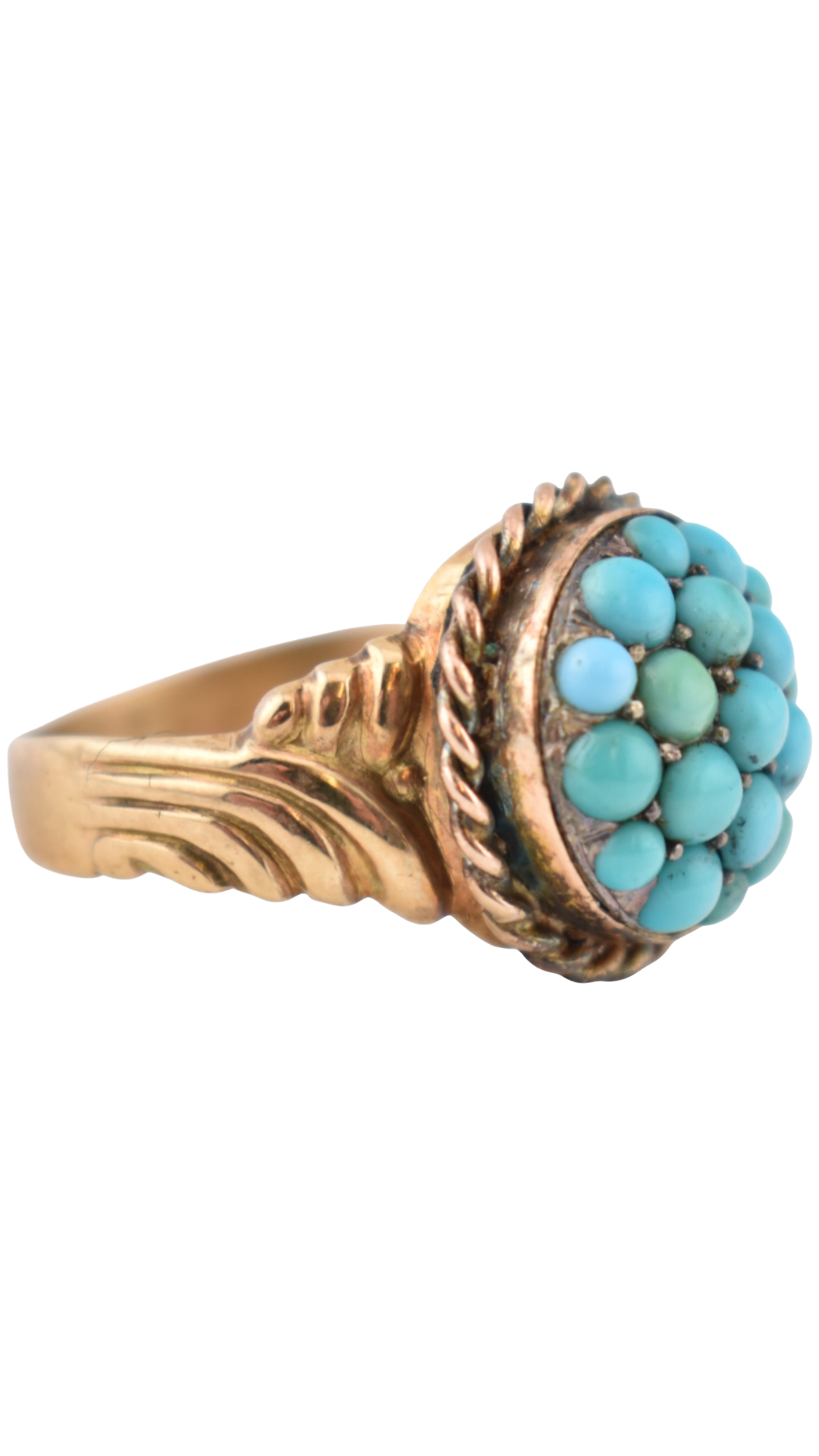24 Gold Turquoise Cluster Ring