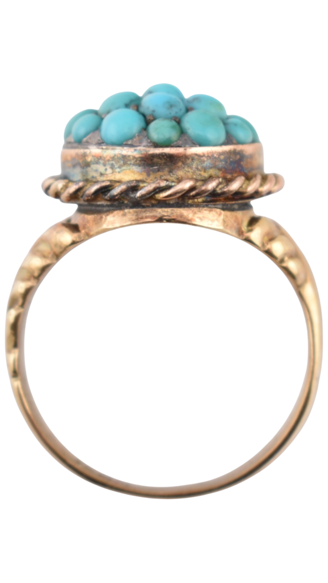24 Gold Turquoise Cluster Ring