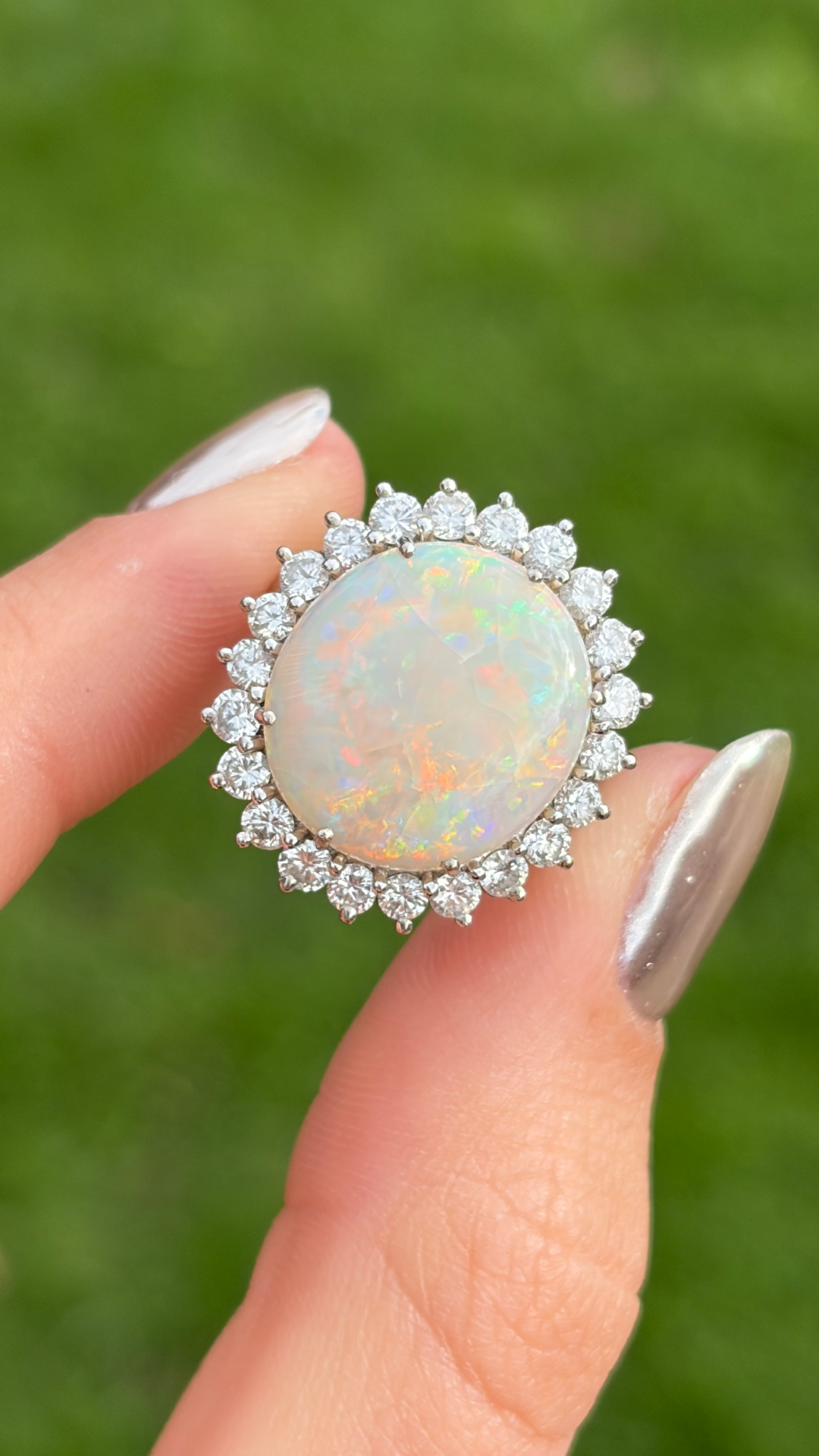 249 Opal & Diamond Halo Ring