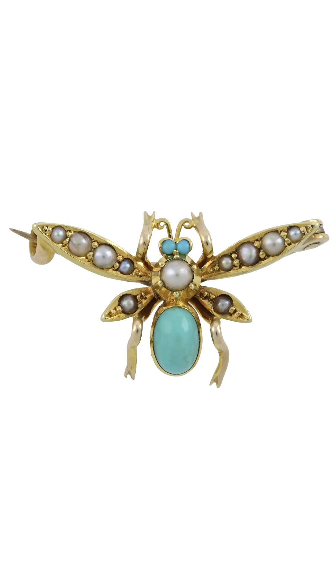 346 Pearl & Turquoise Fly Brooch