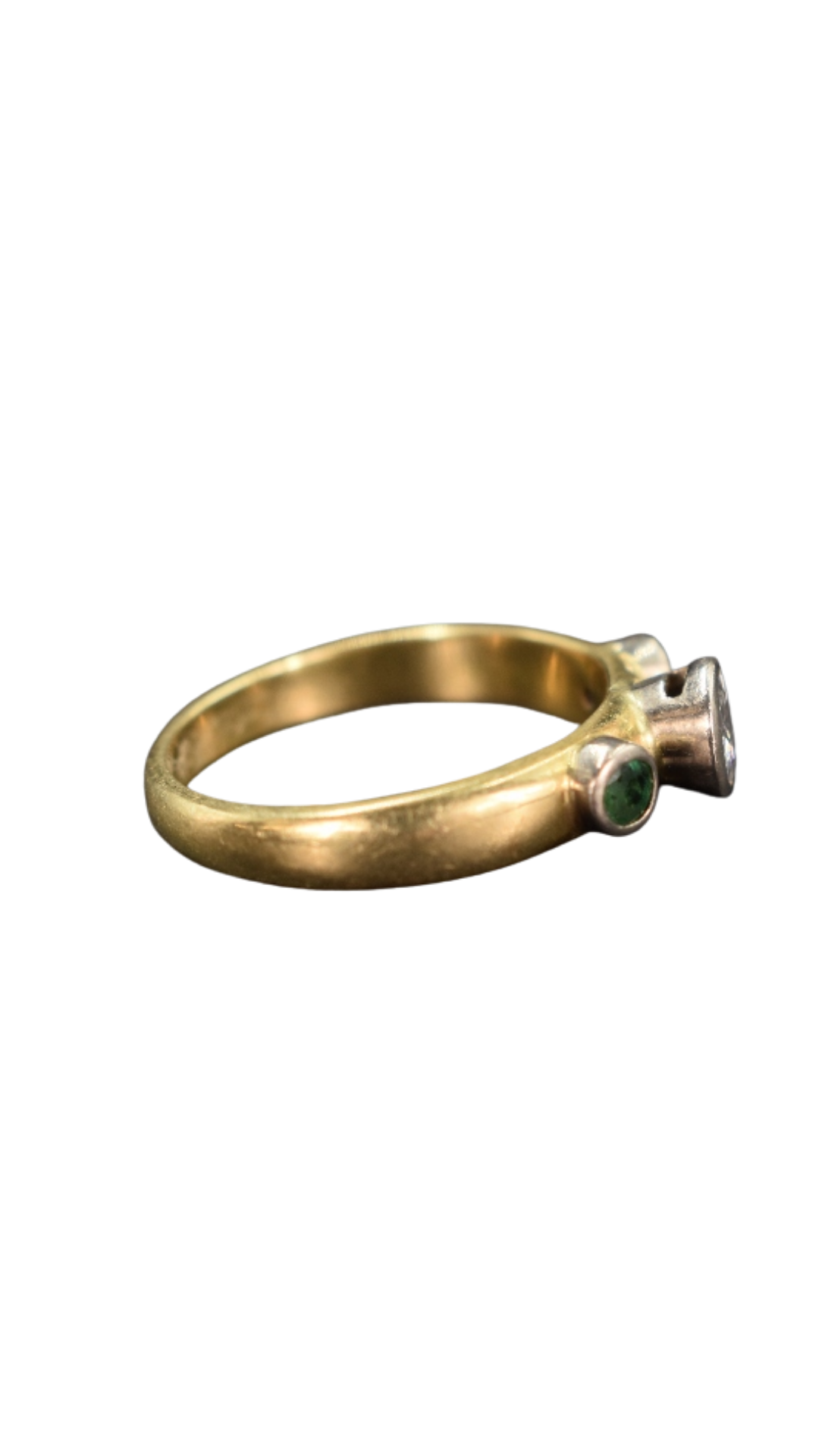 961 Emerald Diamond Gold Band Ring