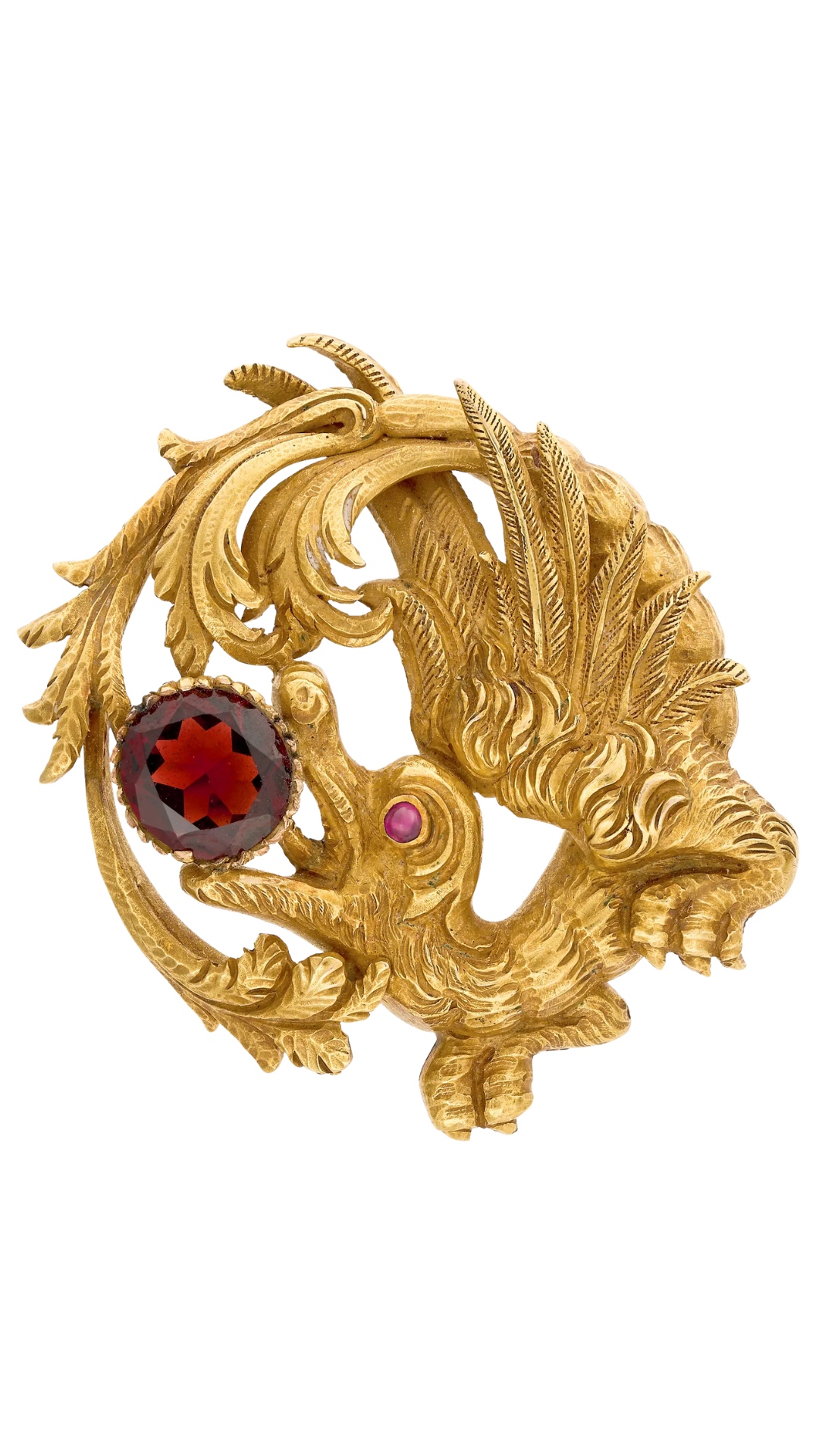 136 Garnet & Ruby Griffin Brooch