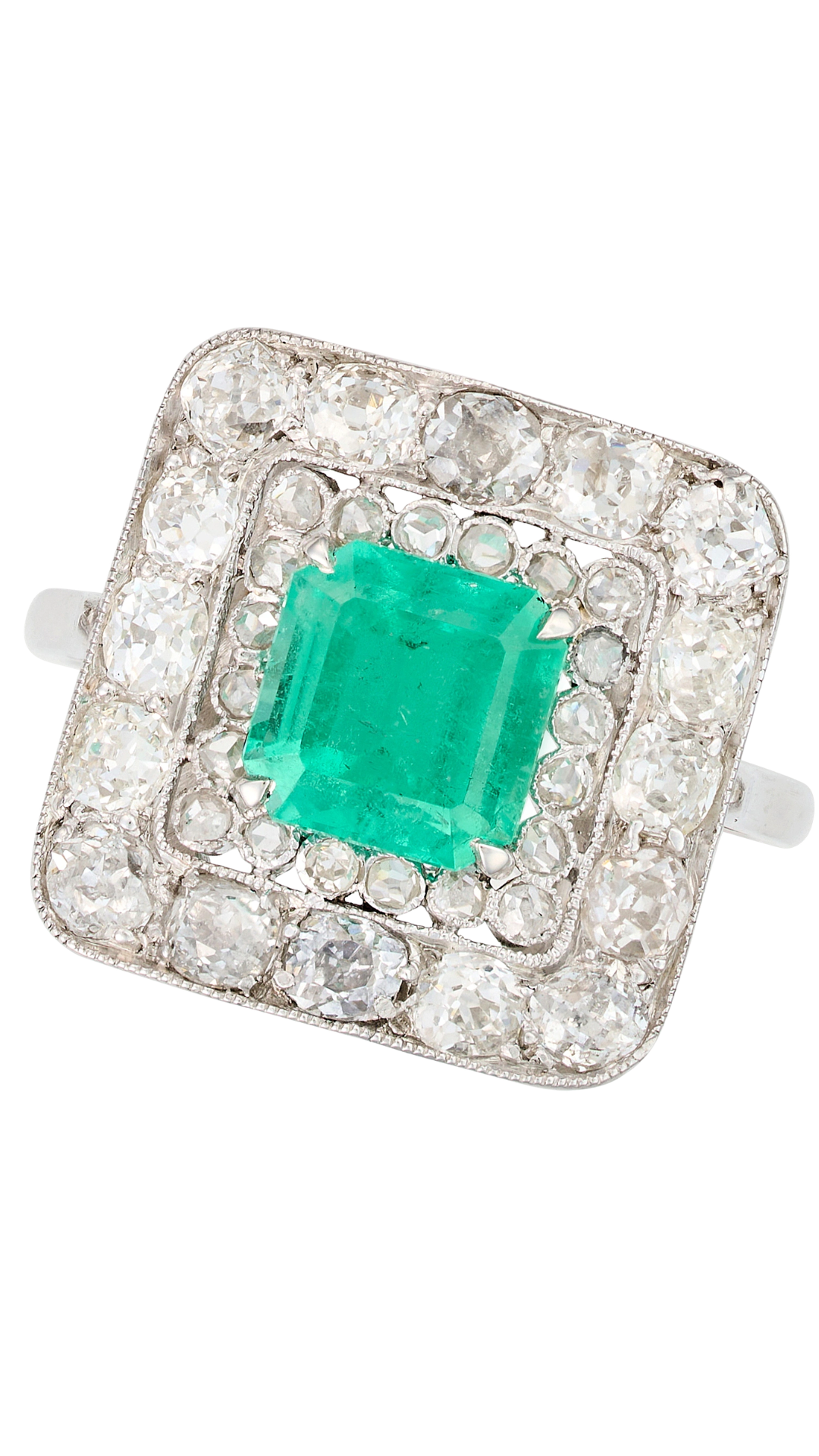 203 Emerald Diamond Square Dress Ring