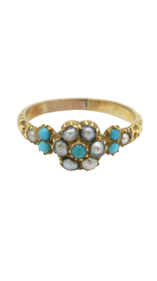 672 Turquoise Pearl Ring