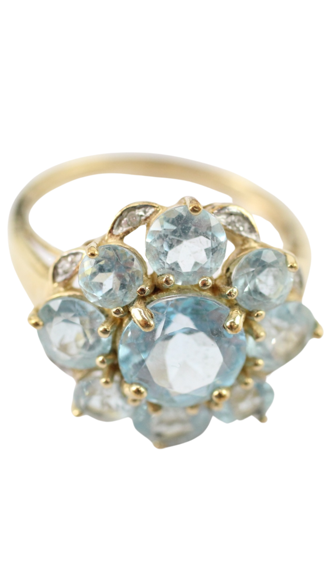 69 Aquamarine Cluster Ring