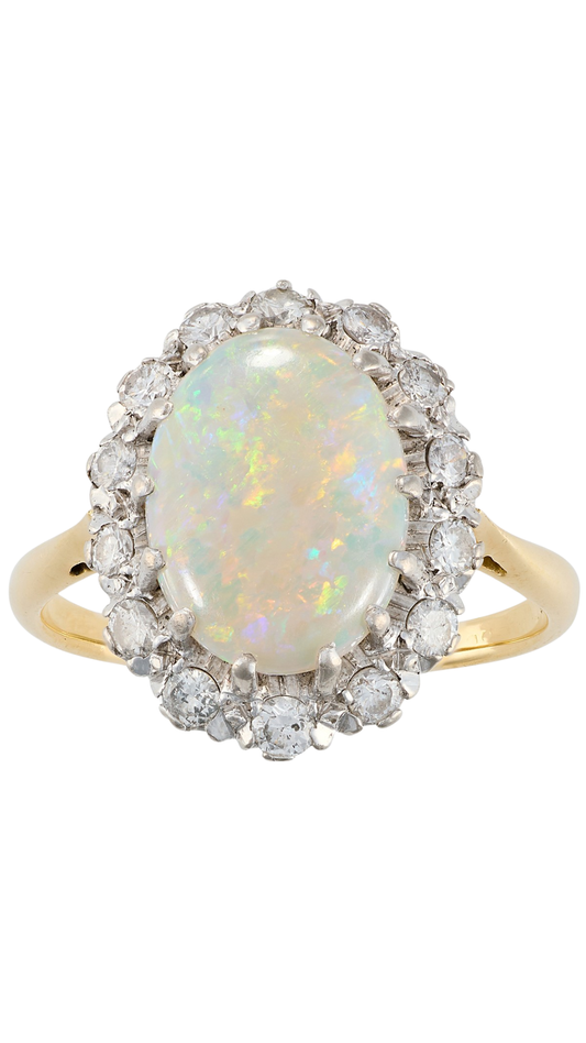 6 Opal Diamond Cluster Ring