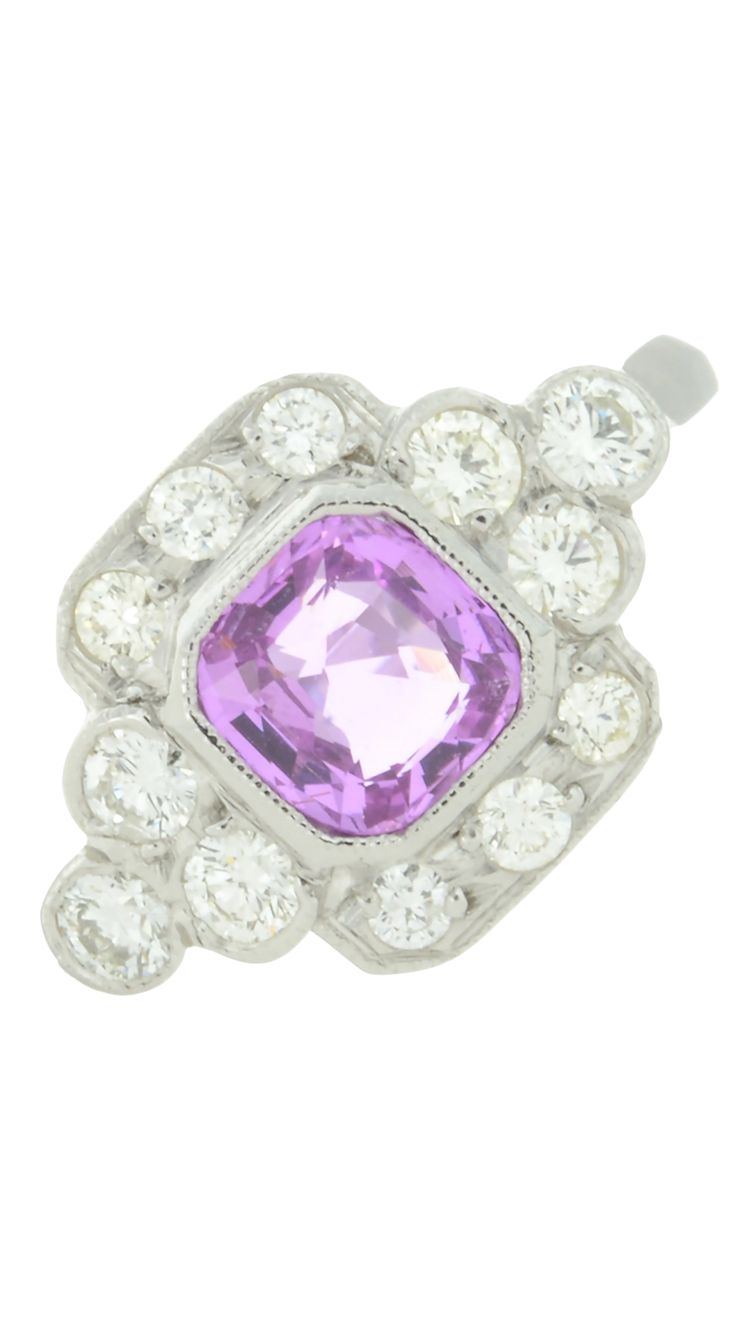 628 Pink Sapphire Diamond Cluster Ring