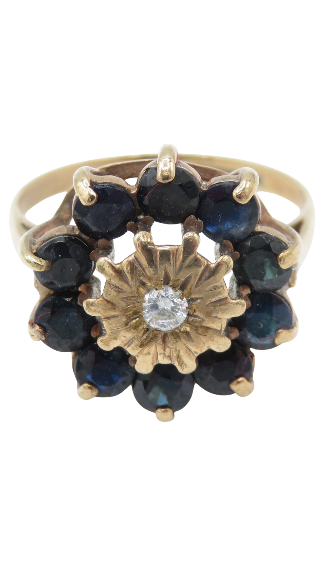 106 Diamond Sapphire Cluster Ring