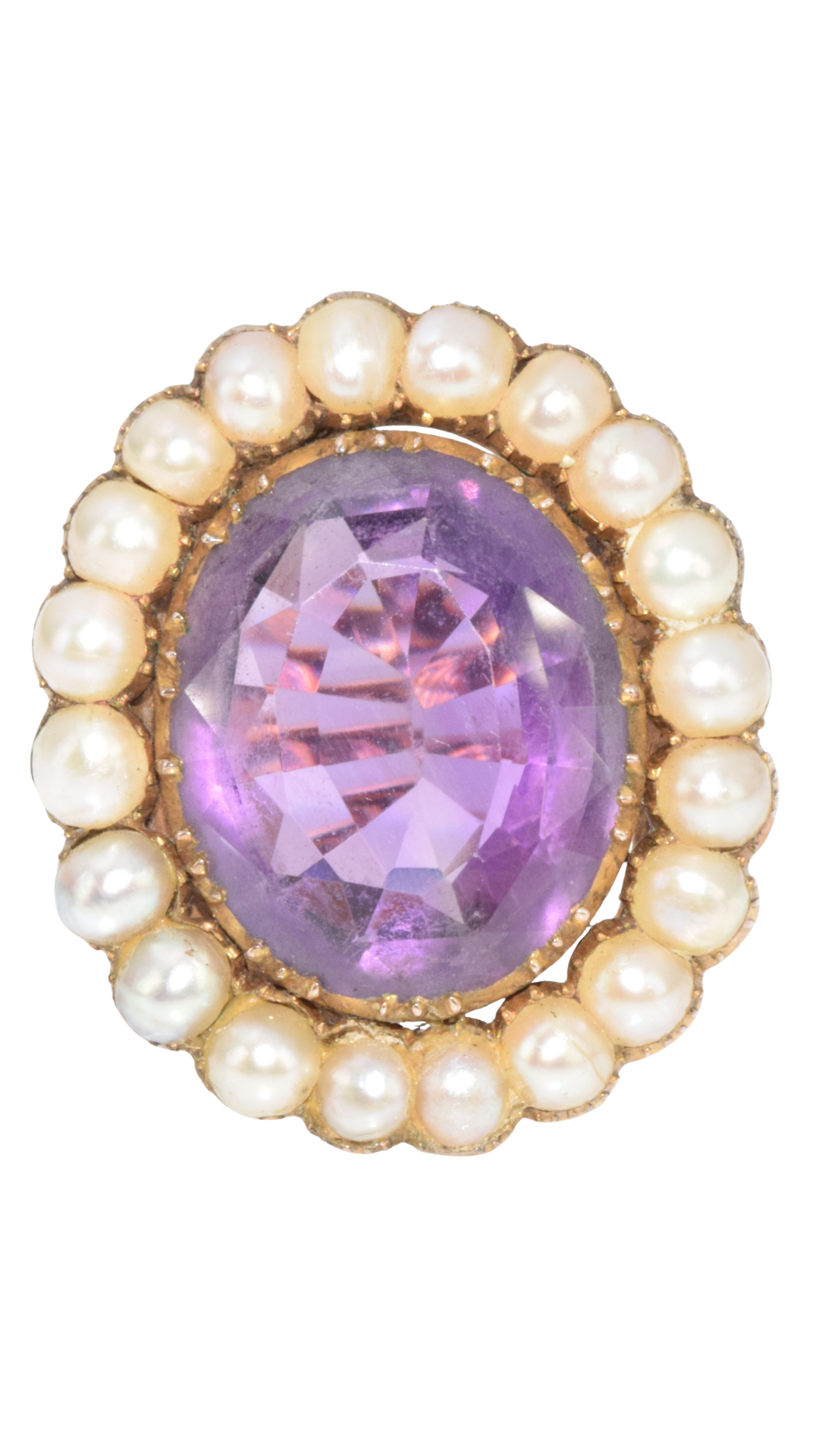 569 Oval Amethyst Split Pearl Ring
