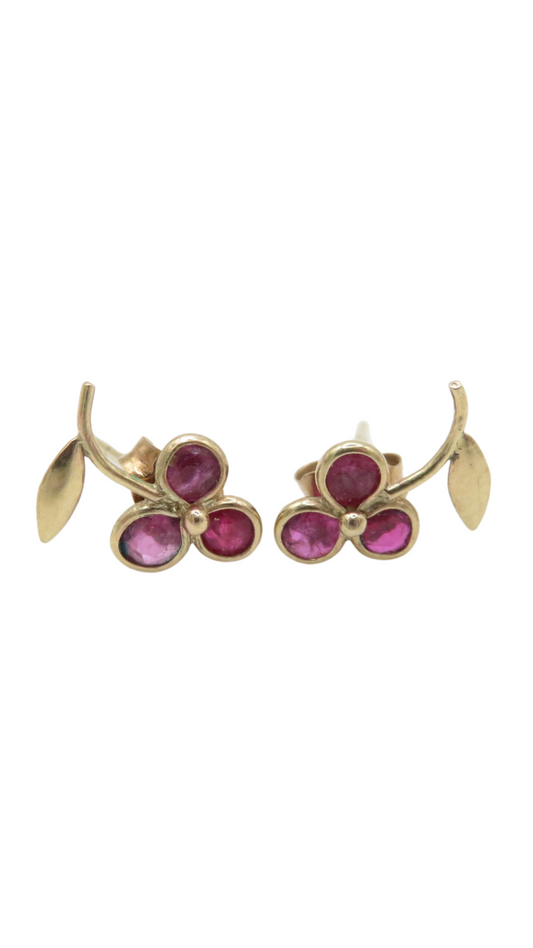 217 Ruby Flower Studs