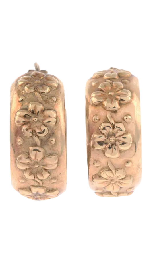 406 Gold Floral Hoops