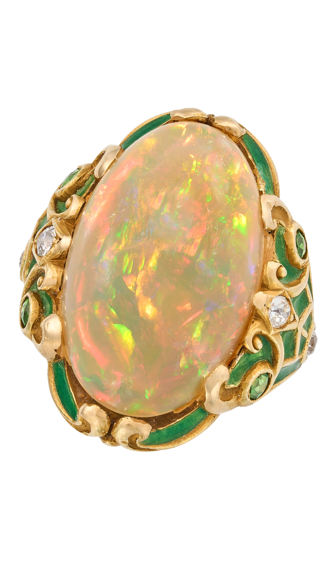 150 Art Nouveau Opal Diamond Dress Ring