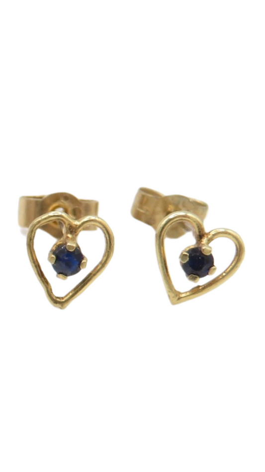 217 Sapphire Heart Studs