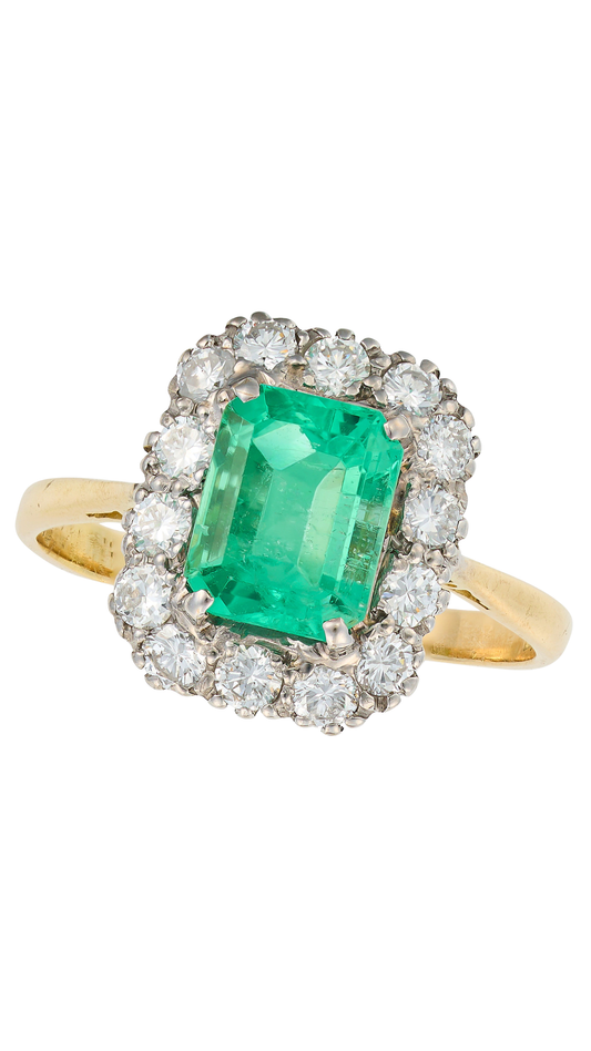 204 Emerald Diamond Cluster Ring