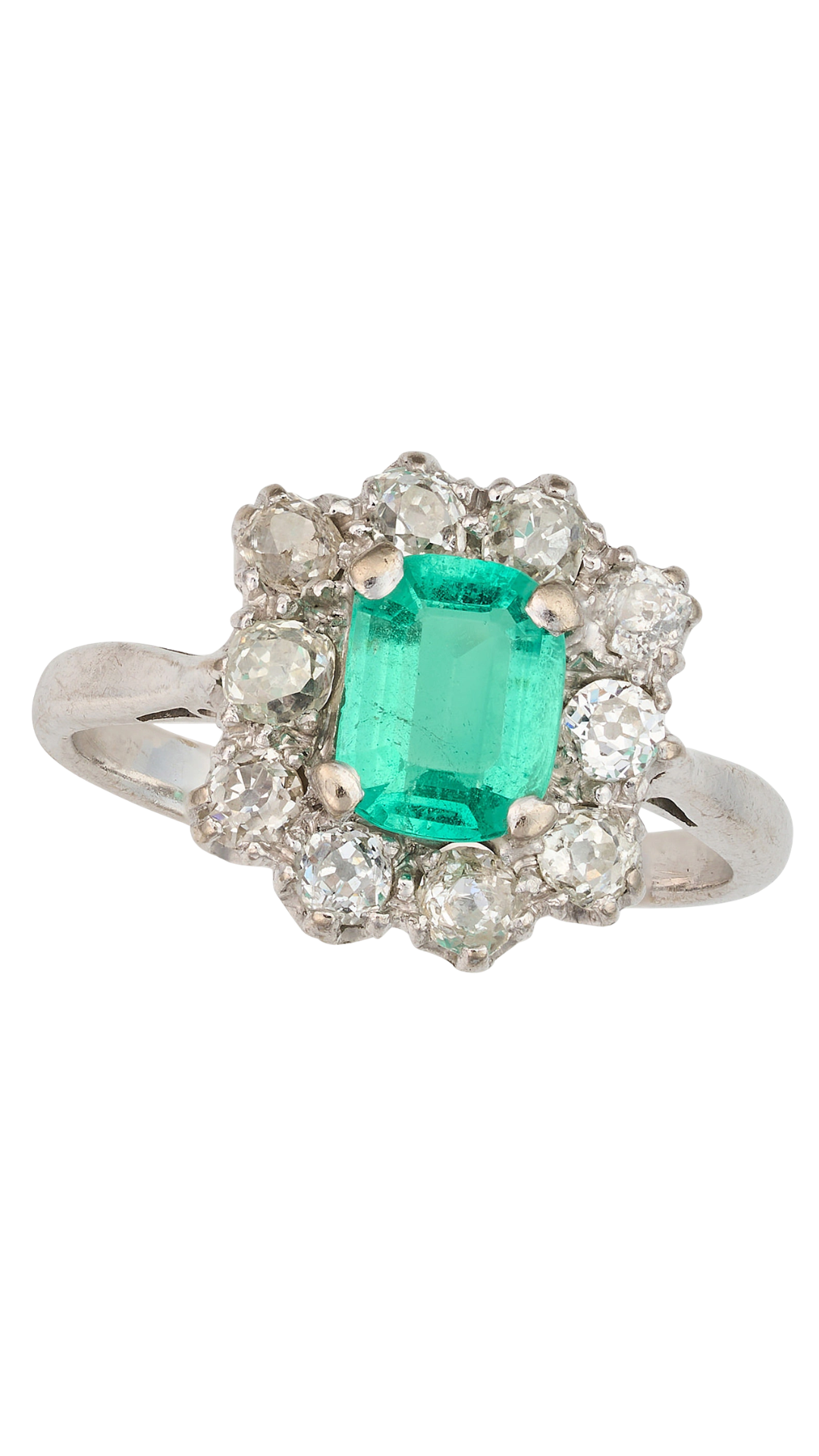 39 Emerald & Diamond Cluster Ring