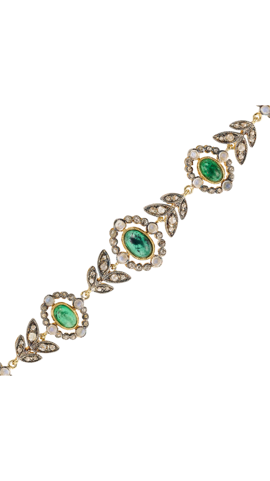 33 Emerald Moonstone Diamond Bracelet