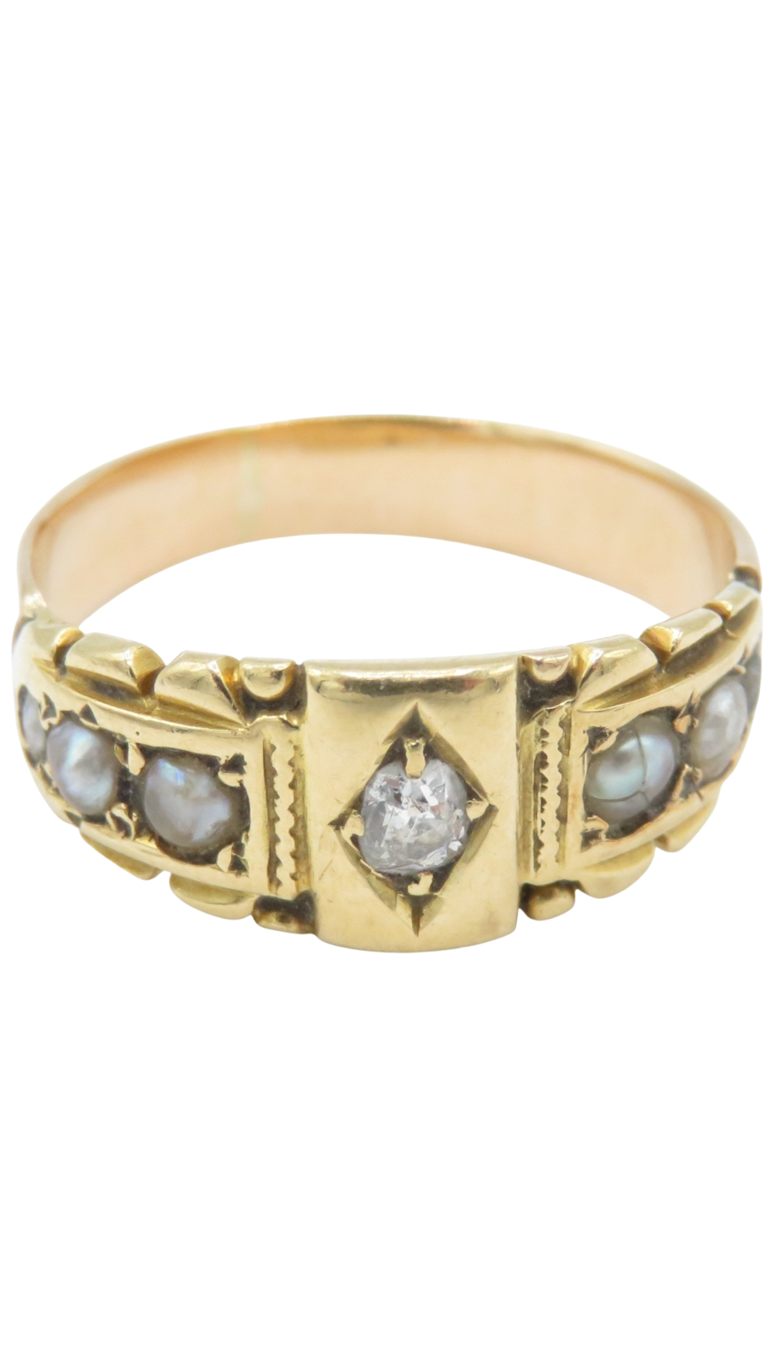 19 Split Pearl Diamond Ring