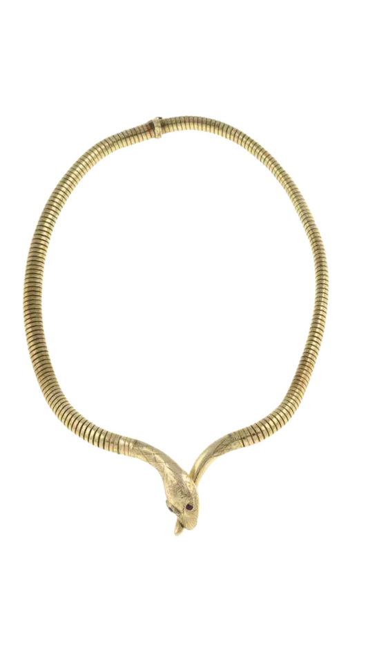 867 Gold Ruby Snake Necklace