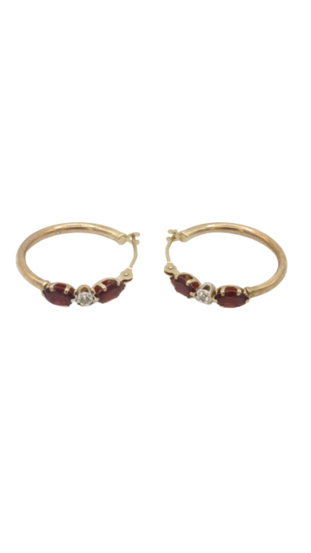 156 Garnet Diamond Hoops