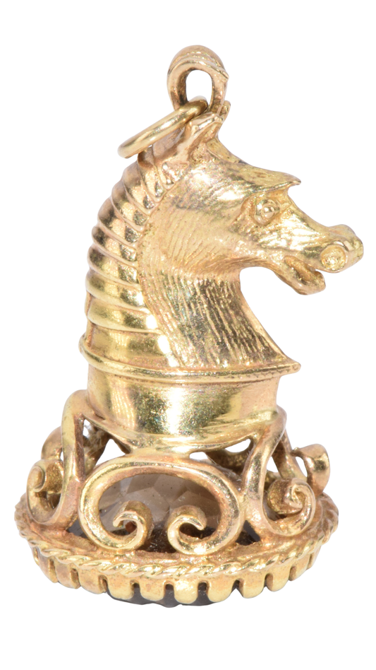 623 Knight Chess Smoky Quartz Charm