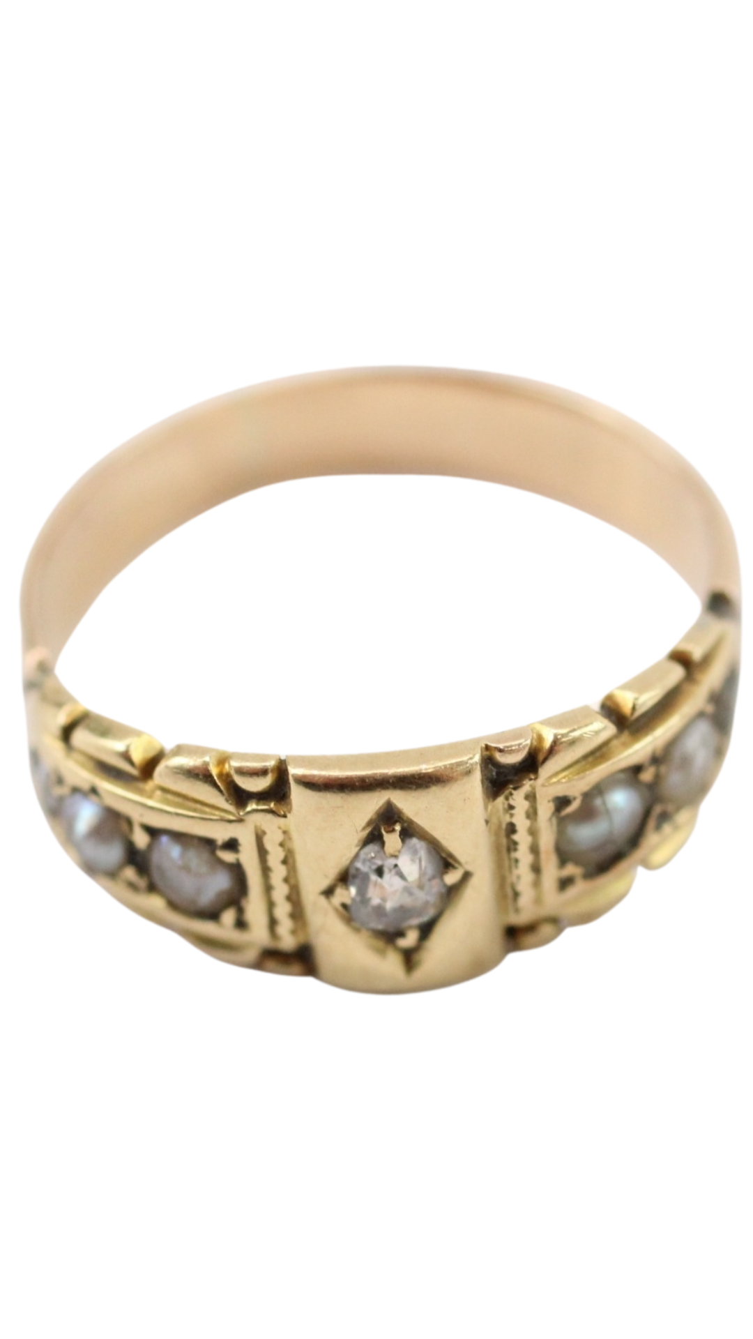 19 Split Pearl Diamond Ring
