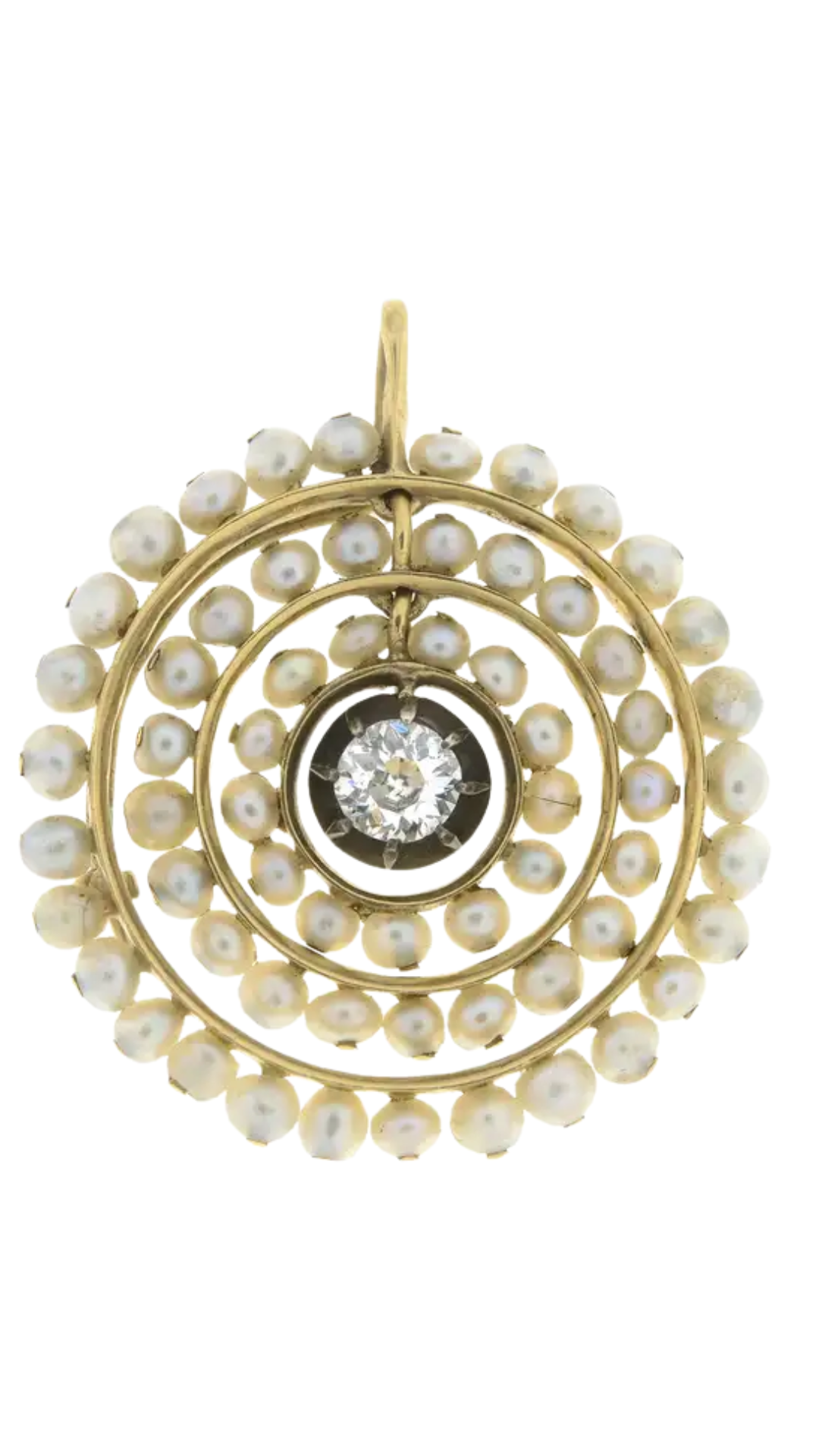 290 Diamond & Seed Pearl Pendant Necklace