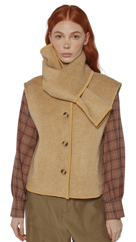 Wool Blended Scarf Vest