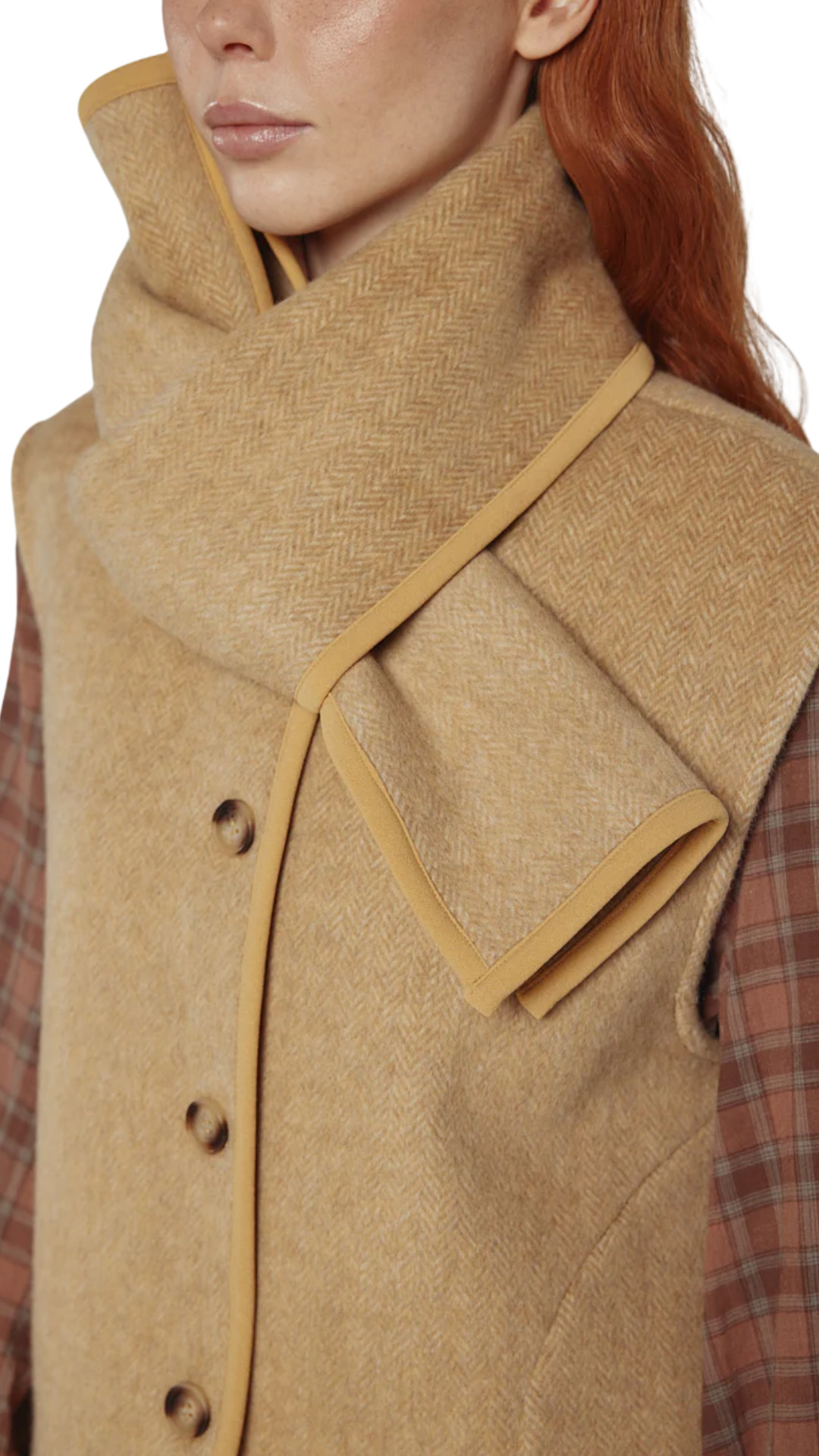 Wool Blended Scarf Vest