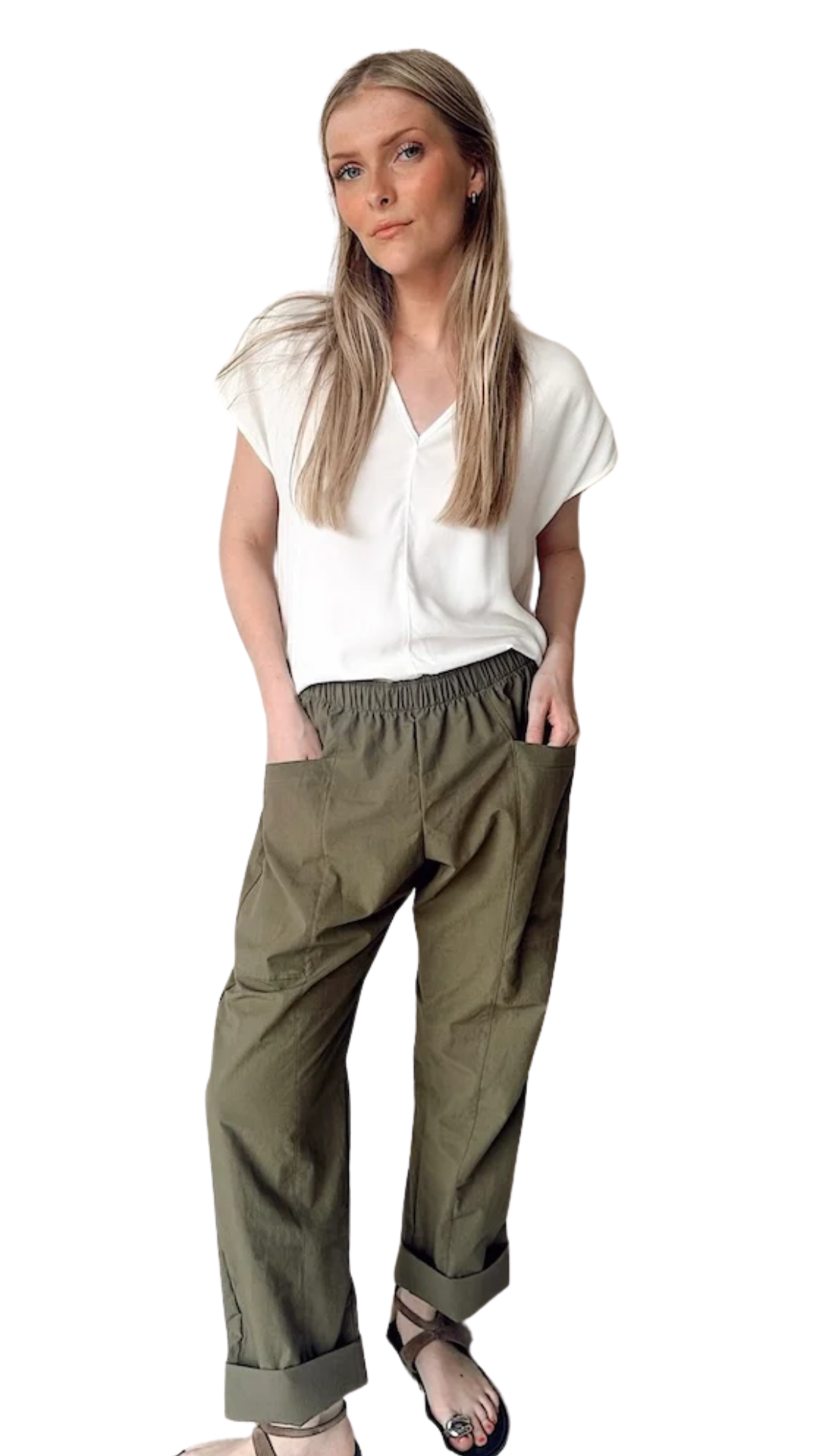 Olive Utility Slouch Pant