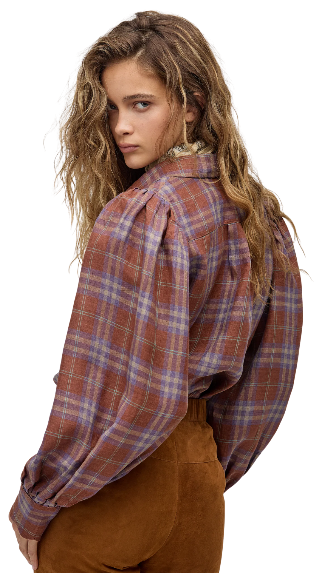 Hazelnut Checks Camille Linen Shirt