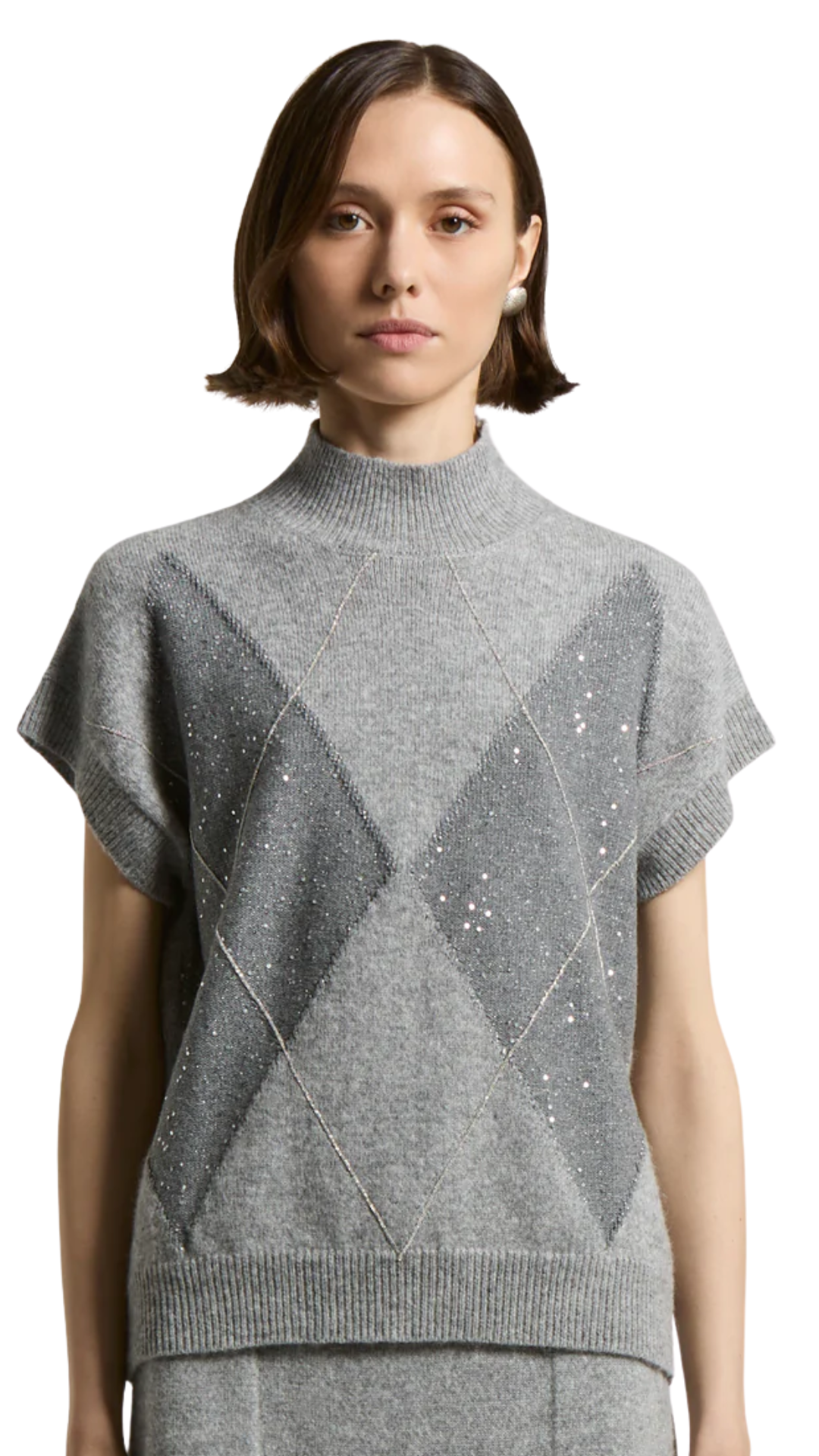 Cashmere Silk Diamond Print Jumper