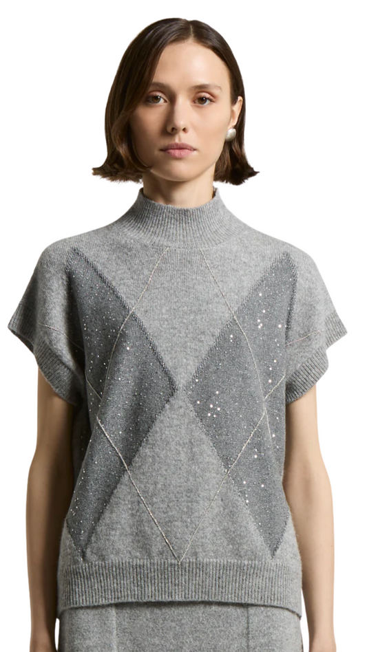 Cashmere Silk Diamond Print Jumper