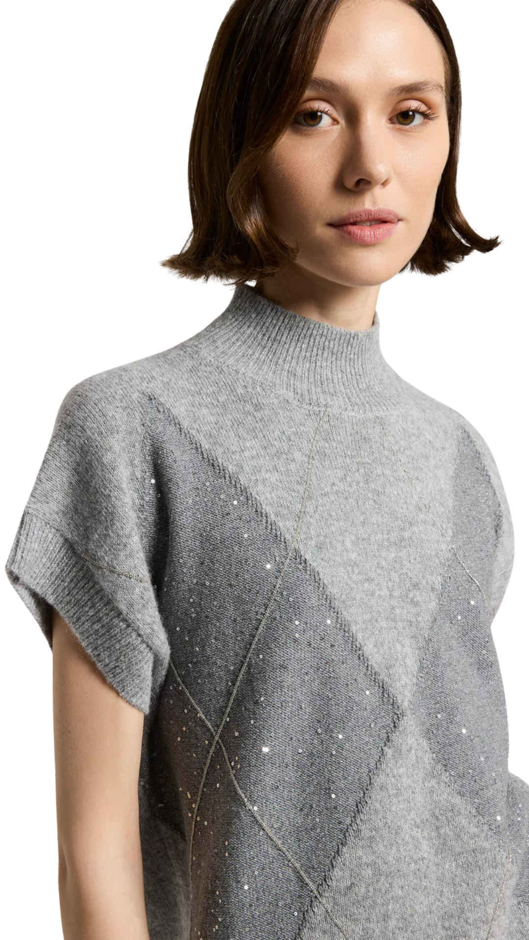 Cashmere Silk Diamond Print Jumper