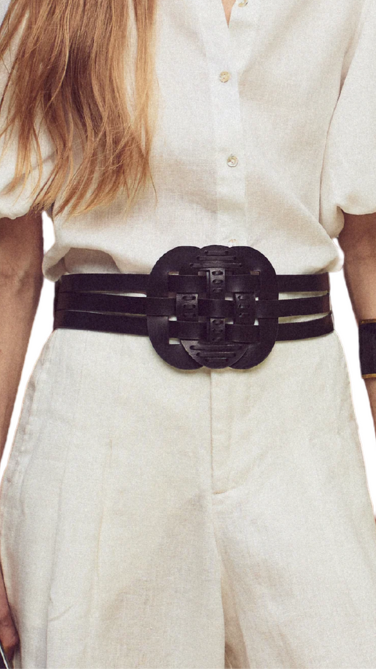 Helena Black Leather Belt