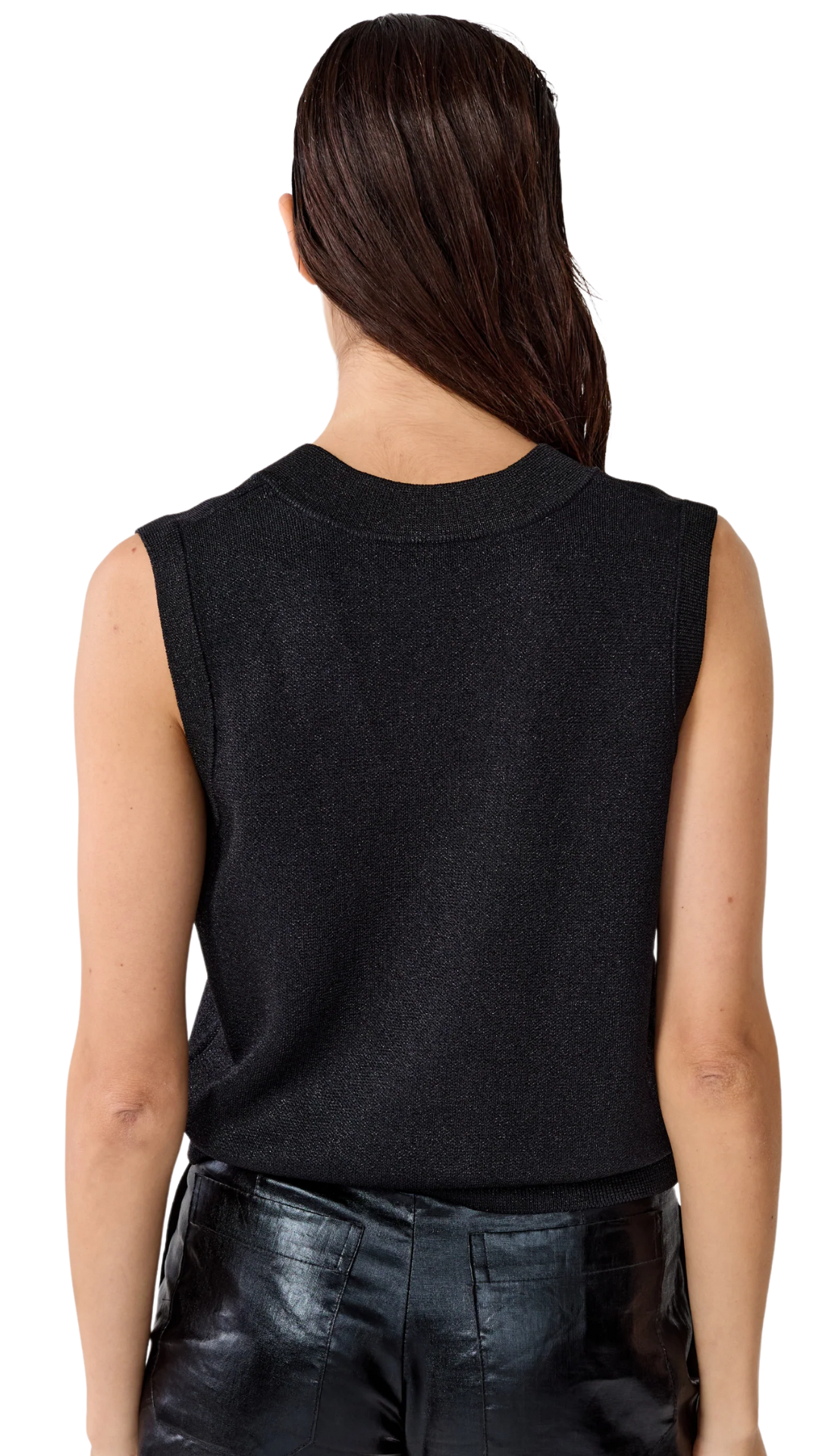 Black Preppy Lurex Knitted Vest
