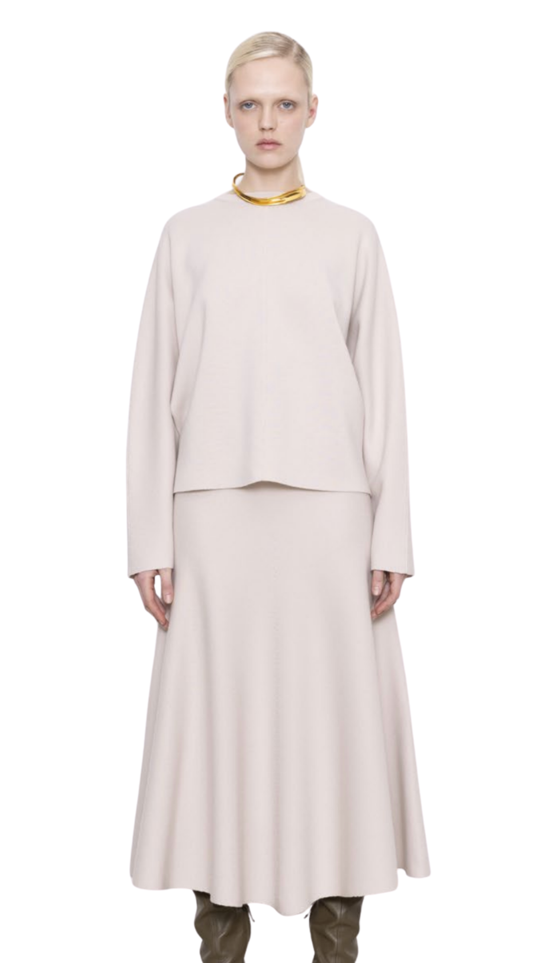 Flared Knit Midi Skirt