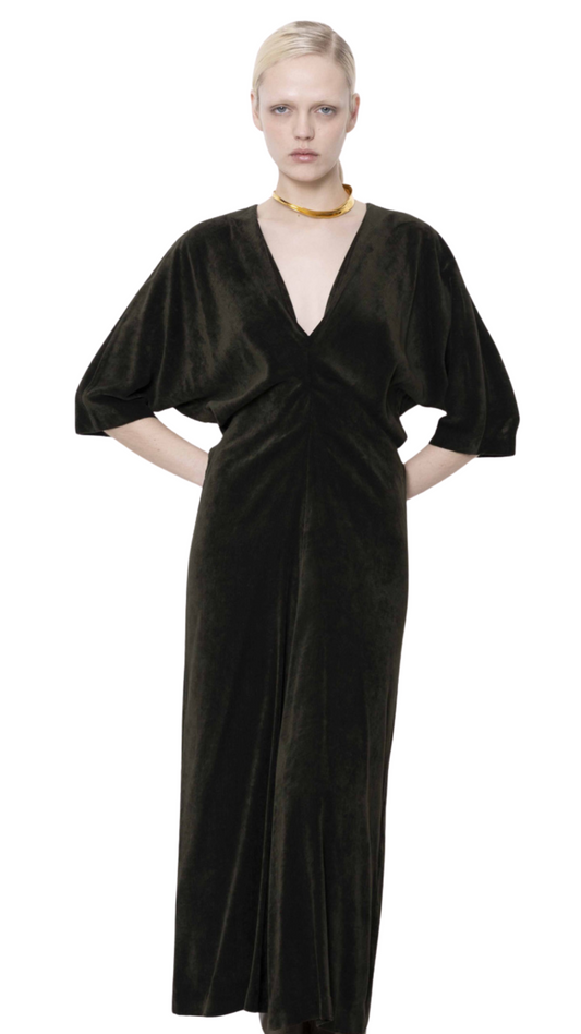 V-Neck Velvet Dress