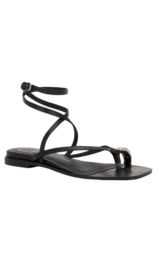 Tyrice Black Leather Sandal