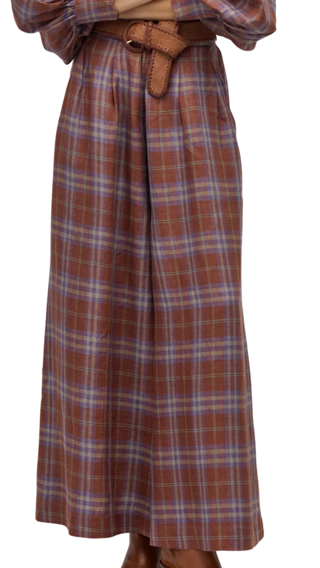 Hazelnut Checks Sabi Linen Pants