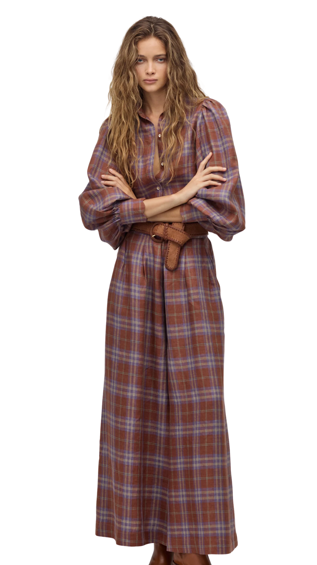 Hazelnut Checks Sabi Linen Pants